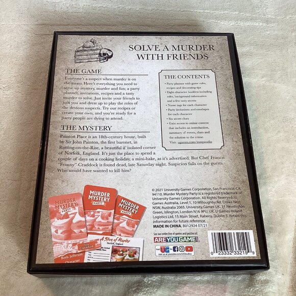 University Games Murder Mystery Party: A Slice of Murder New (open Box) - Picture 2 of 7